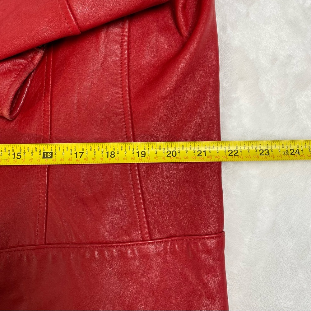 Women's Kathy Ireland Extra Large Genuine Leather Red Leather Jacket - Picture 6 of 16